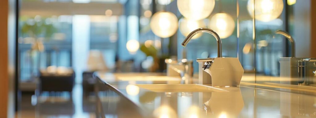 a pristine, modern office environment showcases gleaming surfaces and organized workstations, emphasizing the transformative effects of professional commercial cleaning services for a healthier workplace.